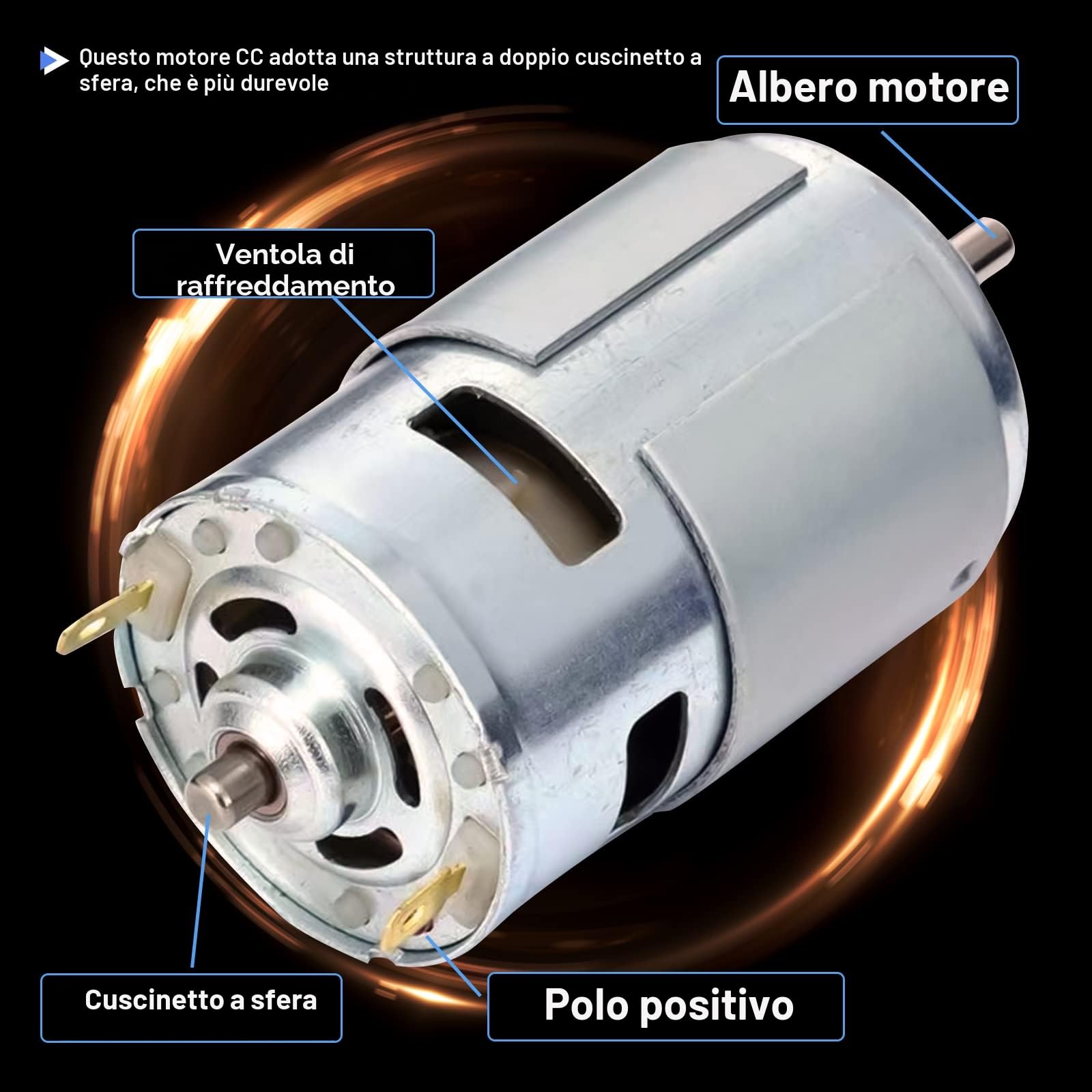 Motore DC 775 Motore DC 12 V Motore CC ad alta coppia Motore CC Max 20000 RPM Cuscinetti a sfera Dual Ball Ruote di potenza silenziosa Aggiornamento motore DC Motore (con staffa)