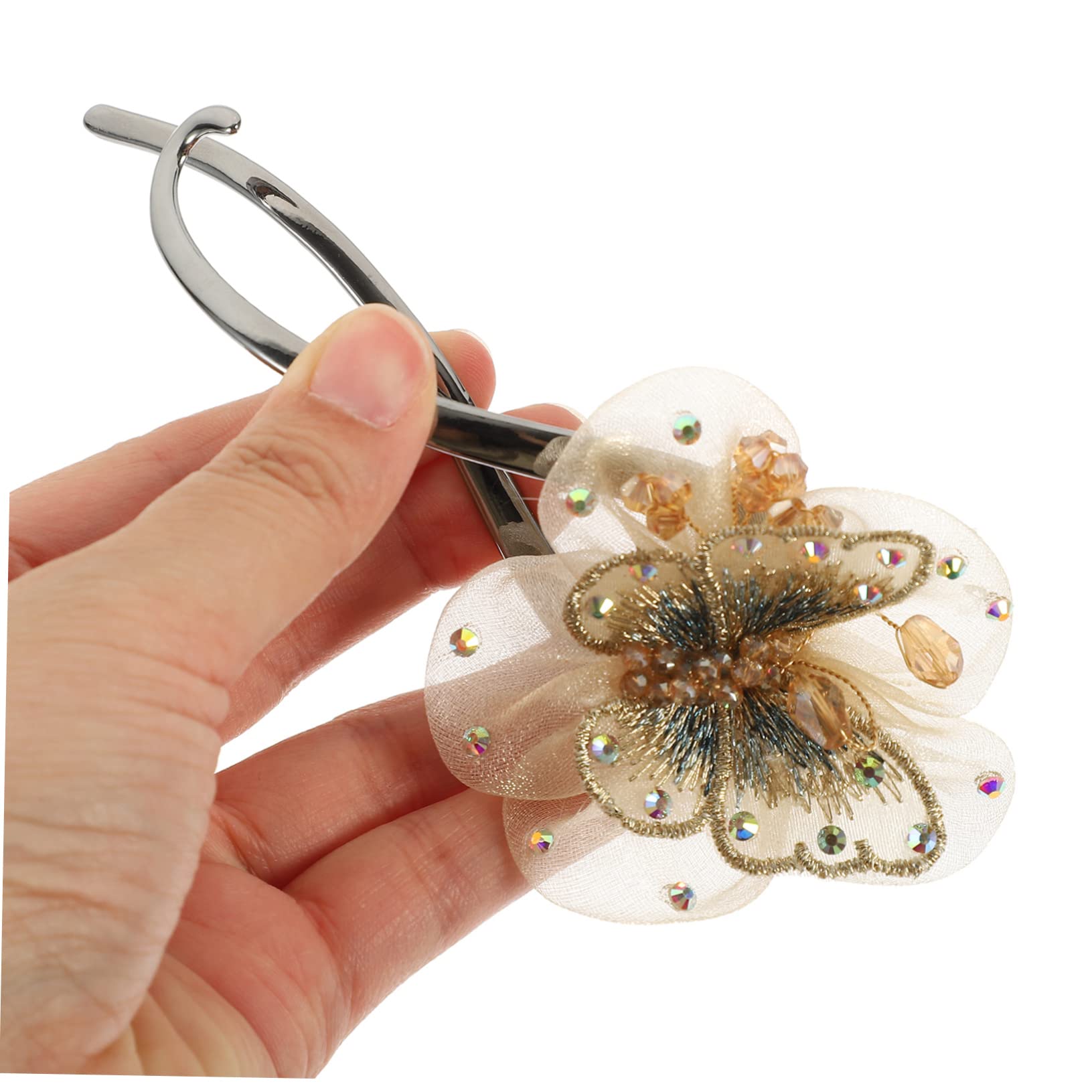 FRCOLOR 5 Piezas sombrerería hair clips horquillas moño clips franceses para el cabello pinzas para el cabello de maquillaje sin arrugas pasadores para niñas clip de pelo giratorio tela