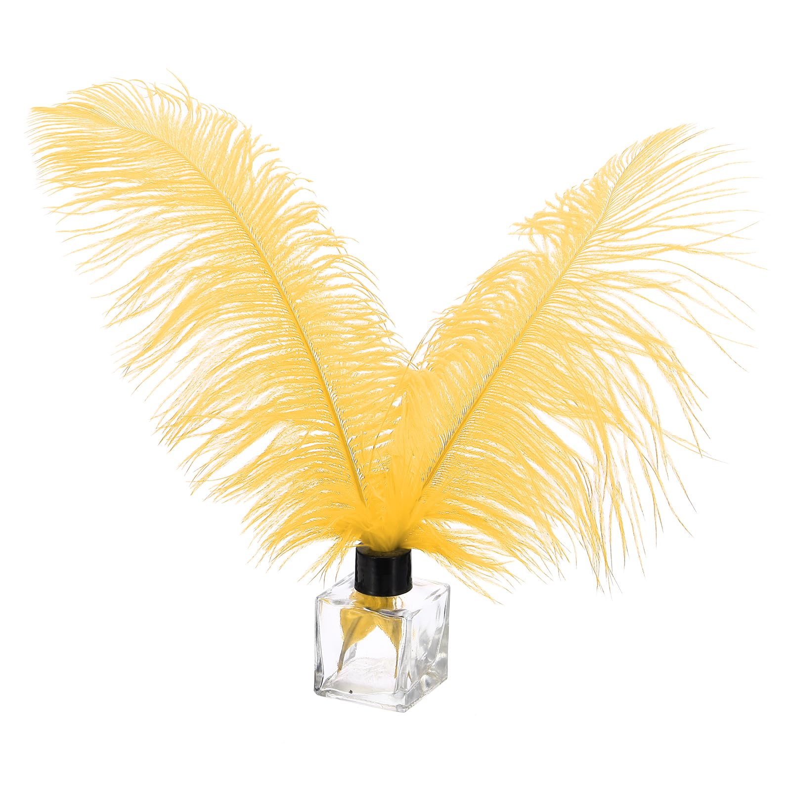 PATIKIL 30 Pcs Natural Ostrich Feathers Bulk 10-12 Inch/ 25-30 cm Large Ostrich Feathers for Crafts Home Decoration Wedding Party Vase Decor (Golden Tone)