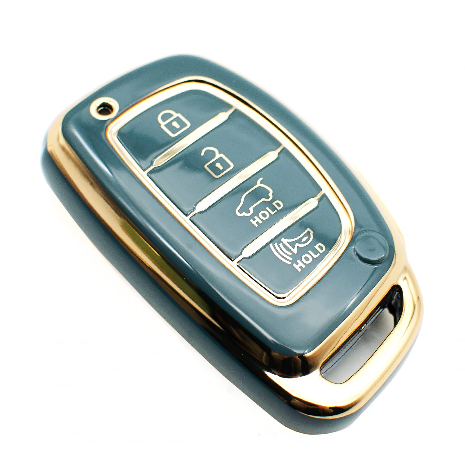 FEYOUN Key Fob Cover Compatible with Hyundai Elantra Elantra GT Ioniq Sonata Tucson Smart 4 Buttons TPU Remote Keyless Key Fob Case Protection Shell