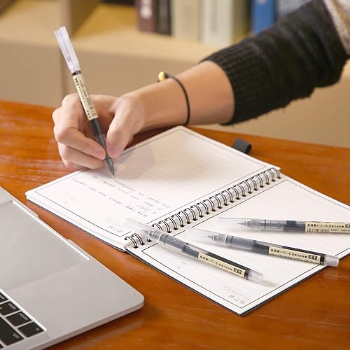 Miniatura 5 de 12 bolígrafos de punta rodante, punto extrafino de 164 pulgadas (0.5 mm), bolígrafos de tinta líquida de secado rápido, (negro y rojo)