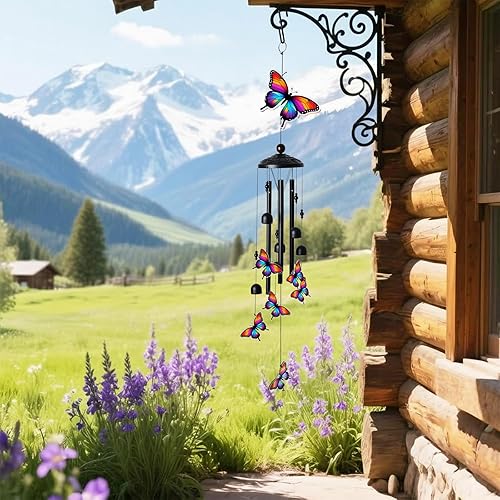 Miniatura 5 de Campanillas de viento de mariposa para exteriores, campanillas de viento acrílicas elegantes para exteriores e interiores, regalos de cumpleaños