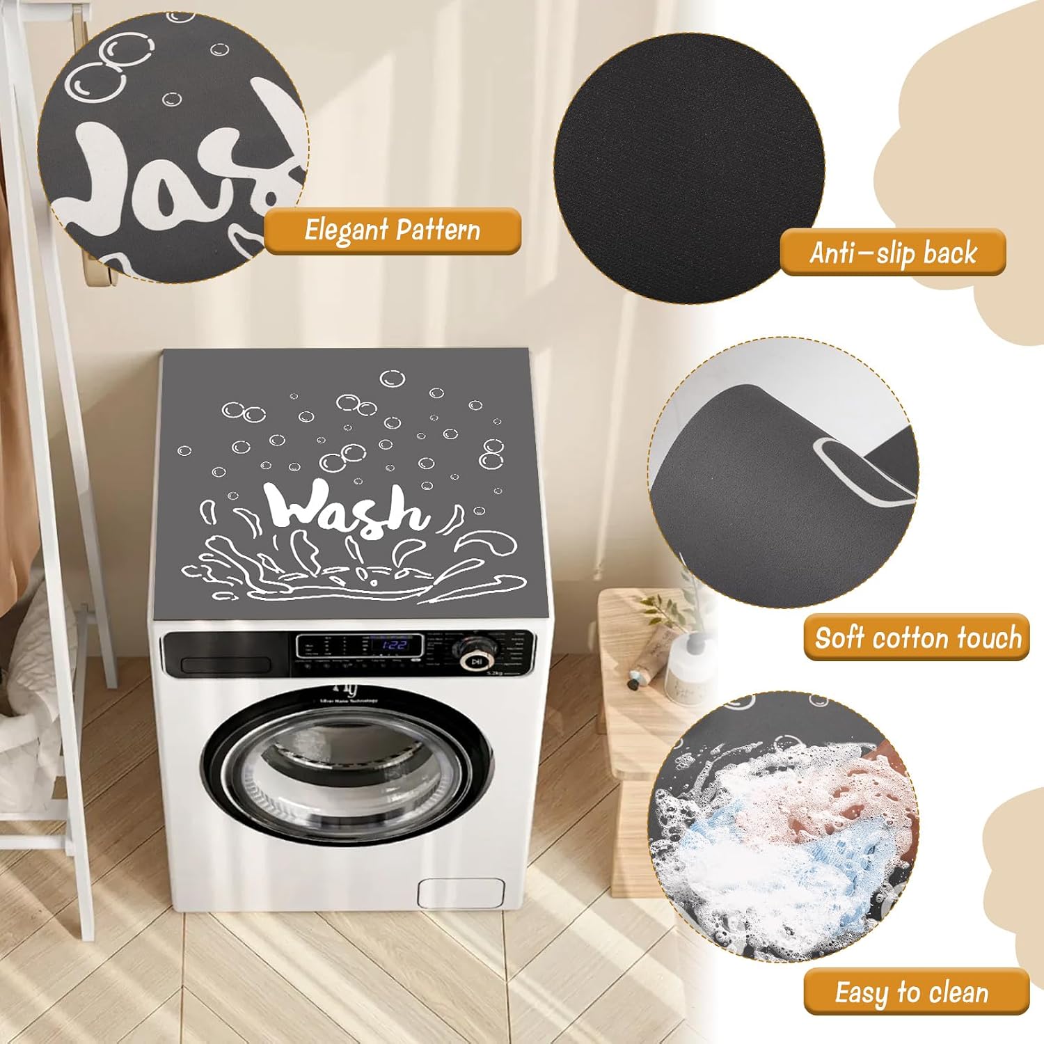 2 Pcs Washer and Dryer Covers for the Top, Washer and Dryer Top Protector Mat, Non Slip Washing Machine Cover, Thickened & Dust Proof & Quick Drying Cover for Home Laundry Kitchen (26.8 x 26.8 Inch)