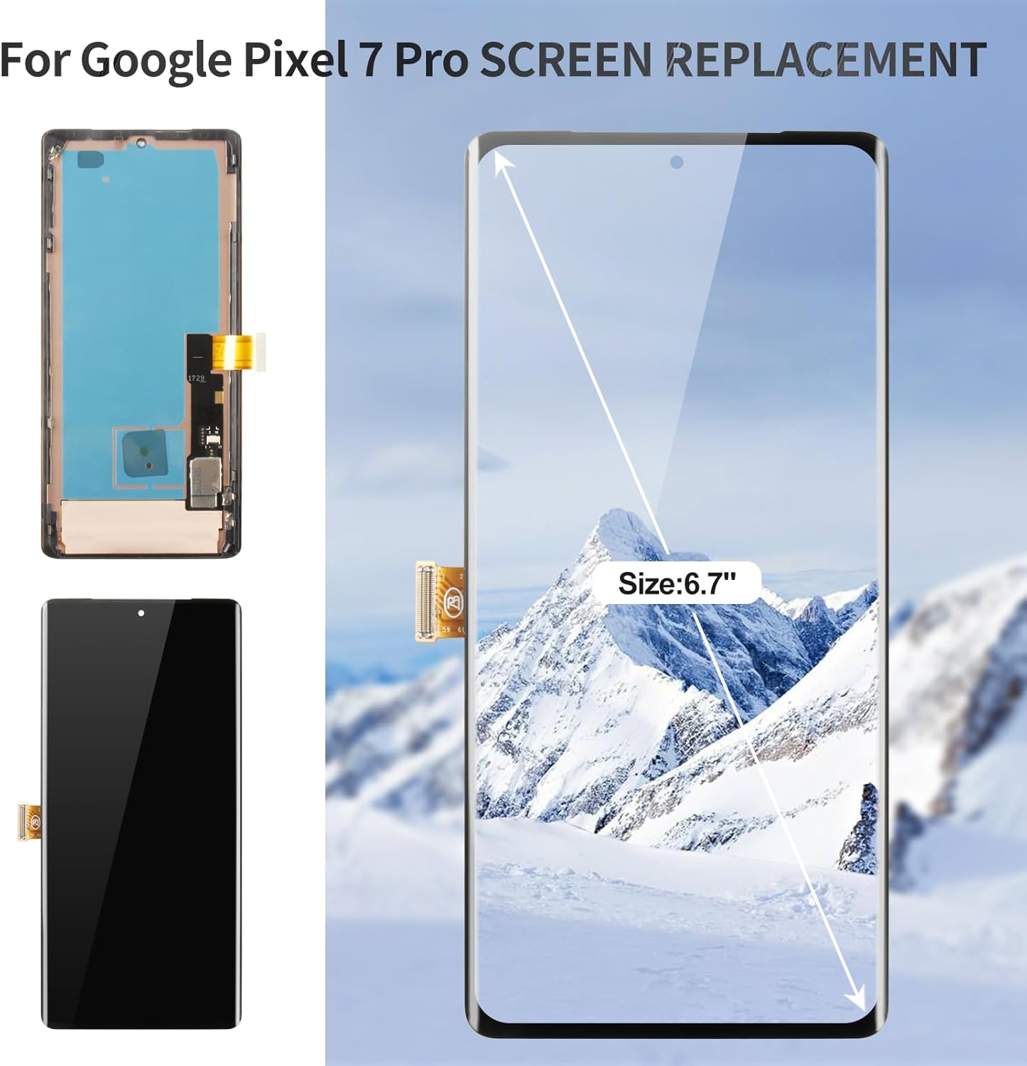 OLED for Google Pixel 7 Pro Screen Replacement Display for Pixel 7 Pro GE2AE Screen for Google Pixel 7 Pro LCD Touch Screen Repair Digitizer with Frame GP4BC GFE4J Black (with Fingerprint Function)