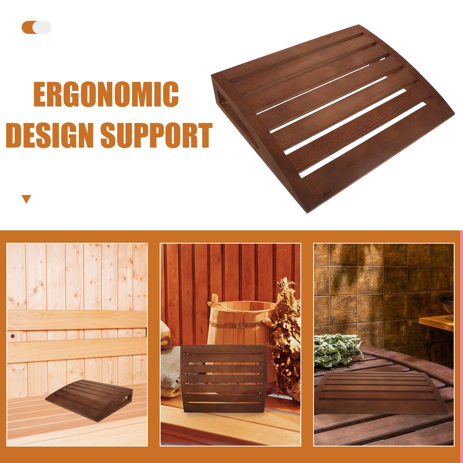 DOITOOL Oreiller Cervical de Sauna en Bois Massif 38 X 30 X 7 Cm, Accessoire Ergonomique Antidérapant pour Spa et Hammam, Soutien Cervical Naturel pour Détente et Relaxation en Cabine
