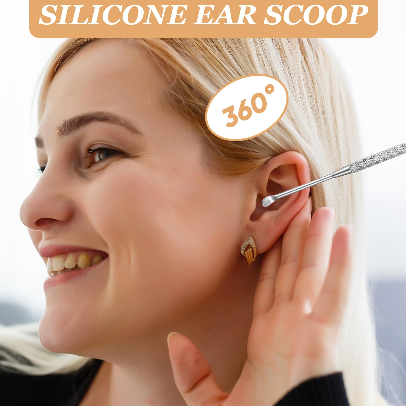 Lot de 2 cure-oreilles en acier inoxydable avec boîte de rangement