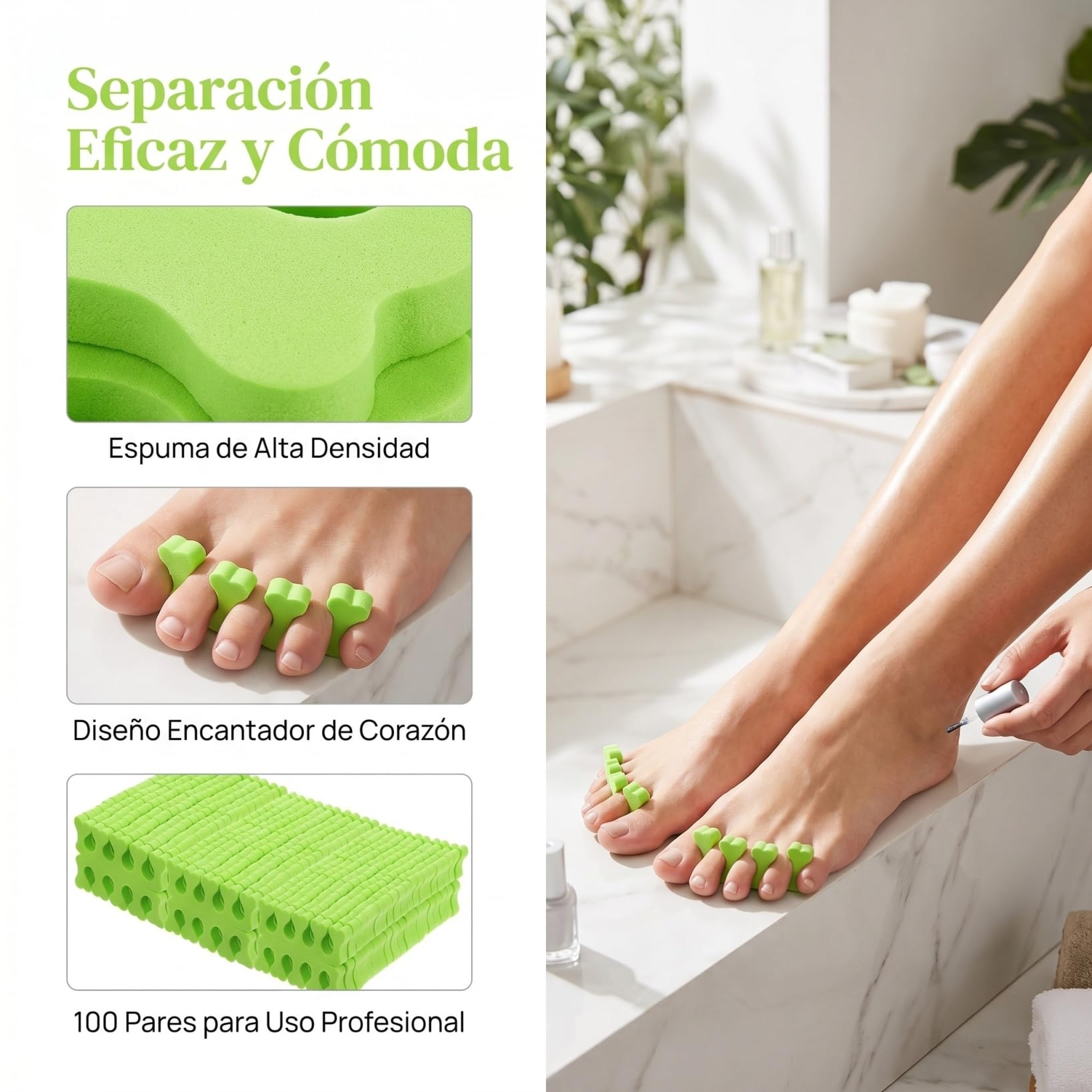 Beavorty Separadores Desechables Para Dedos De Los Pies En Forma De Corazón 100 Pares Espuma Alta Densidad Para Pedicura Manicura Profesional Arte De Uñas Spa De Pie