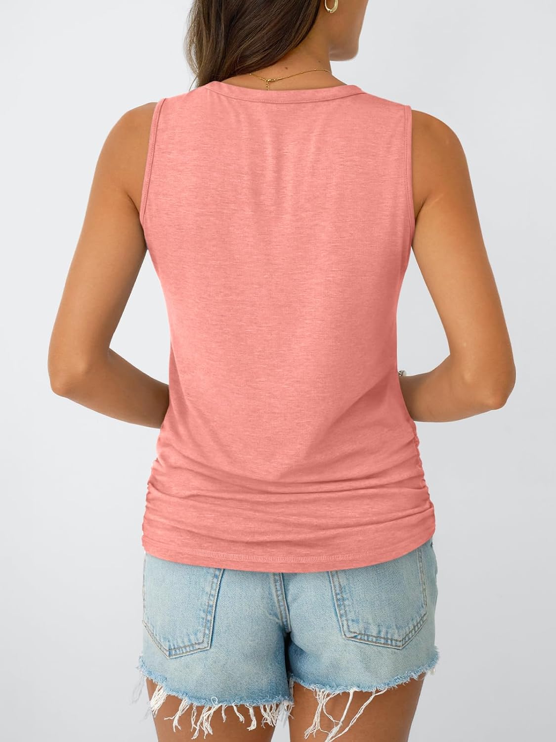 AUTOMET Womens Tank Tops 2026 Sleeveless V Neck Ruched Top Summer Outfits Dressy Casual Shirts Basic Tees Trendy Clothes - Image 3