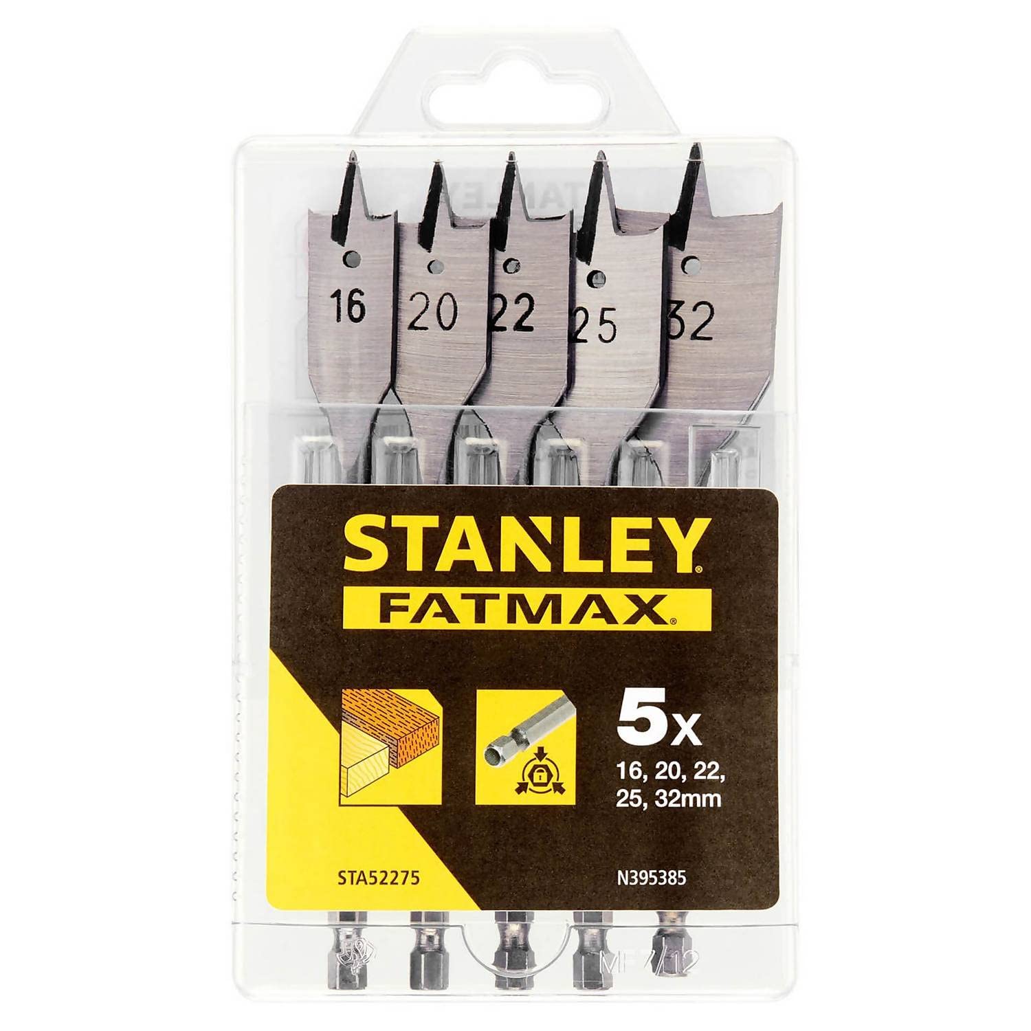 Stanley FatMax 5 Piece Flat Wood Drill Bit Set