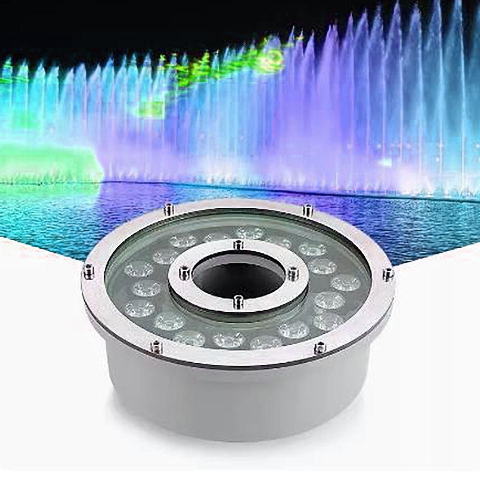Luci A LED Subacquee per Laghetto per Esterni Giardino Festa Fontana Anello Luminoso Sommergibile Spot 24V Incasso Ip68 Paesaggio Facile da Installare Bianco Caldo 12W Blu 18W