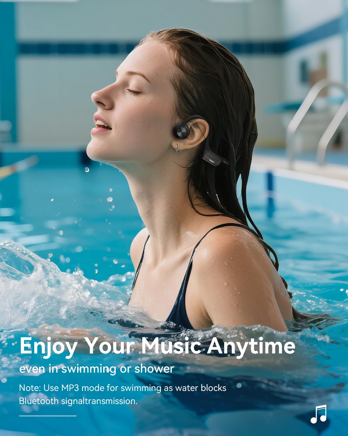Wantek Cuffie Conduzione Ossea IP68 Impermeabili per Nuoto, Auricolari Sportive Bluetooth 5.4, MP3, 32GB, Comodo Silicone, Open-Ear per Corsa, Ciclismo, Palestra