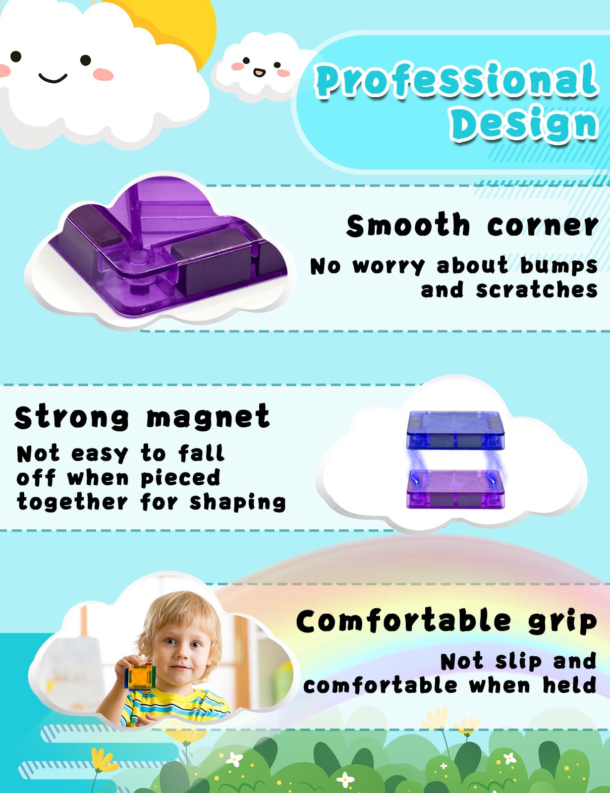 Riswistoy Mini Magnetic Tiles 60 Piece, Magnet Building Tiles - Image 3