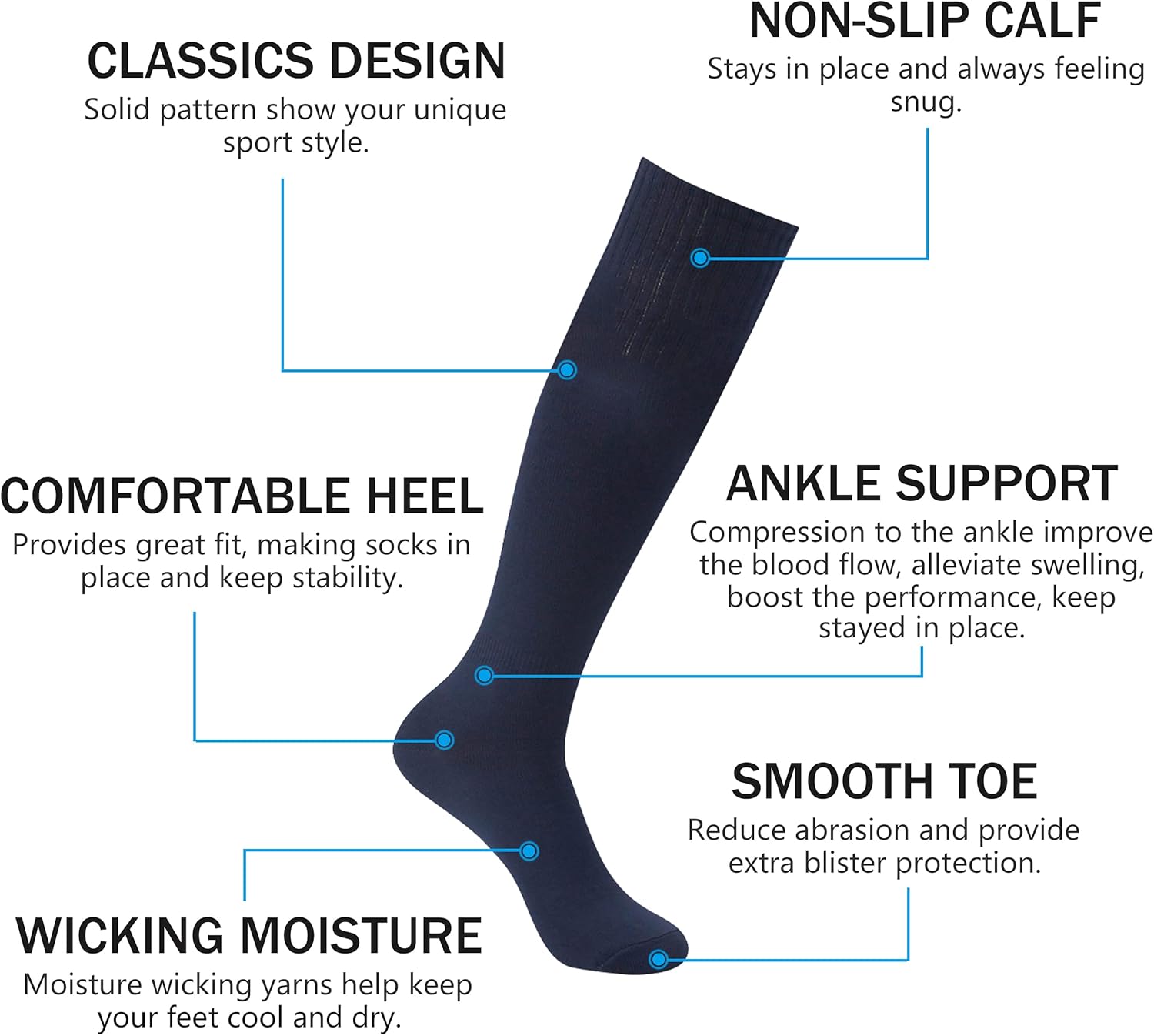 Men Women Knee High Soccer Softball Football Baseball Long Tube Breathable Support Outdoor Sports Socks