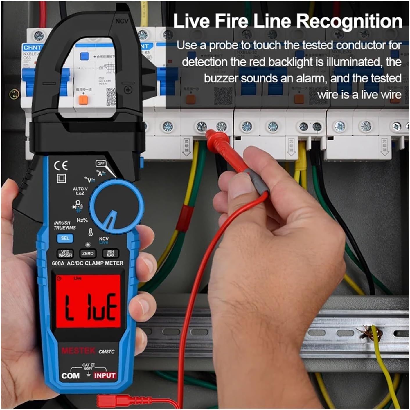 Mestek CM87C Digital Clamp Meter AC DC Current Digital Multimeter 600A Amperimetric Clamp Electrician Tools with K Type Probe(CM87A)