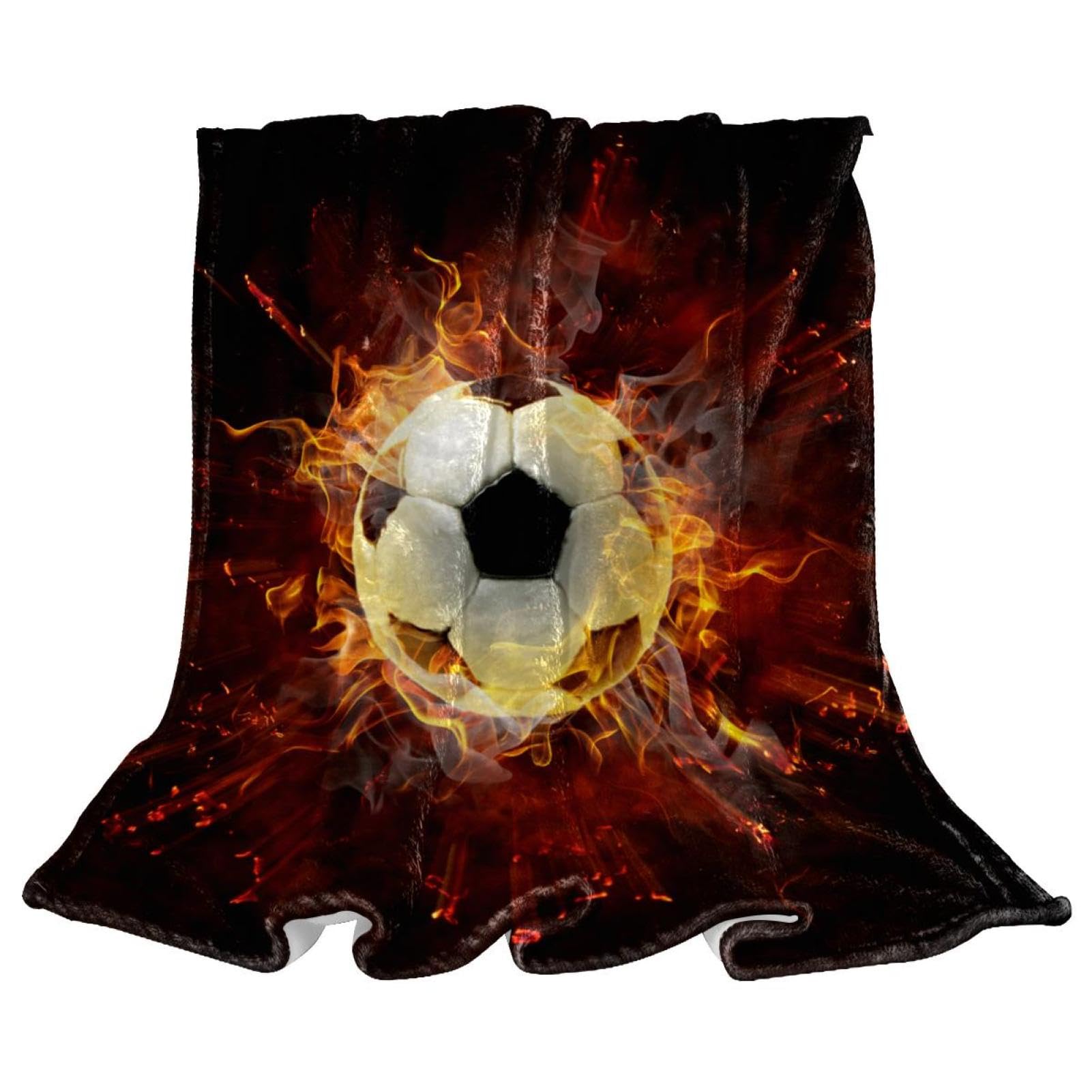 Couverture polaire football en microfibre douce et chaude de 150x130cm