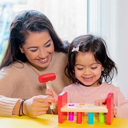 Miniatura 3 de Martillo de juguete de simulación de martillos de madera de plástico para niños pequeños, herramientas de mantenimiento portátiles para niños,