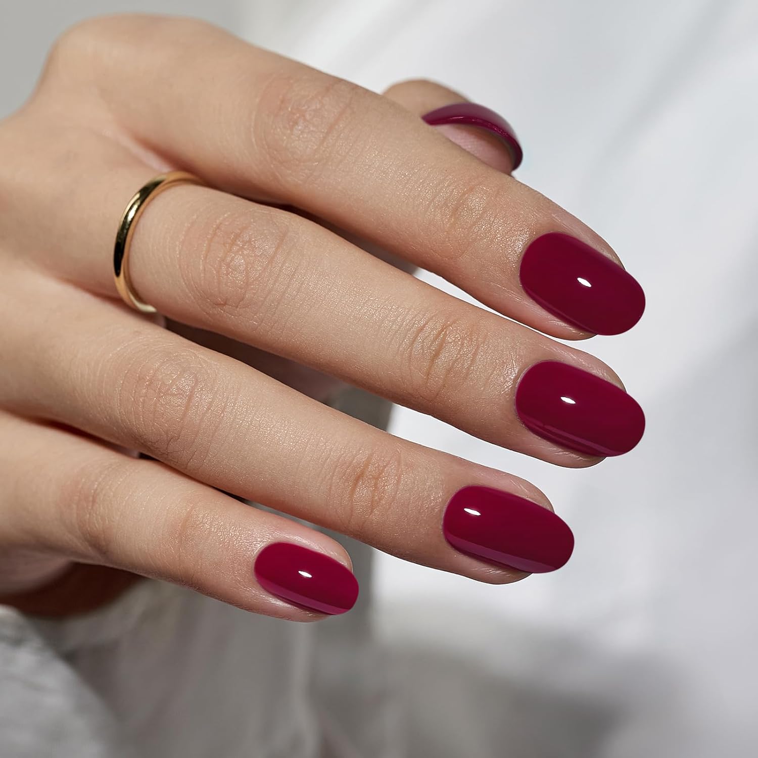 BTArtbox Press On Nails Short Soft Gel Press on Nails Short Oval Nails Red Fake