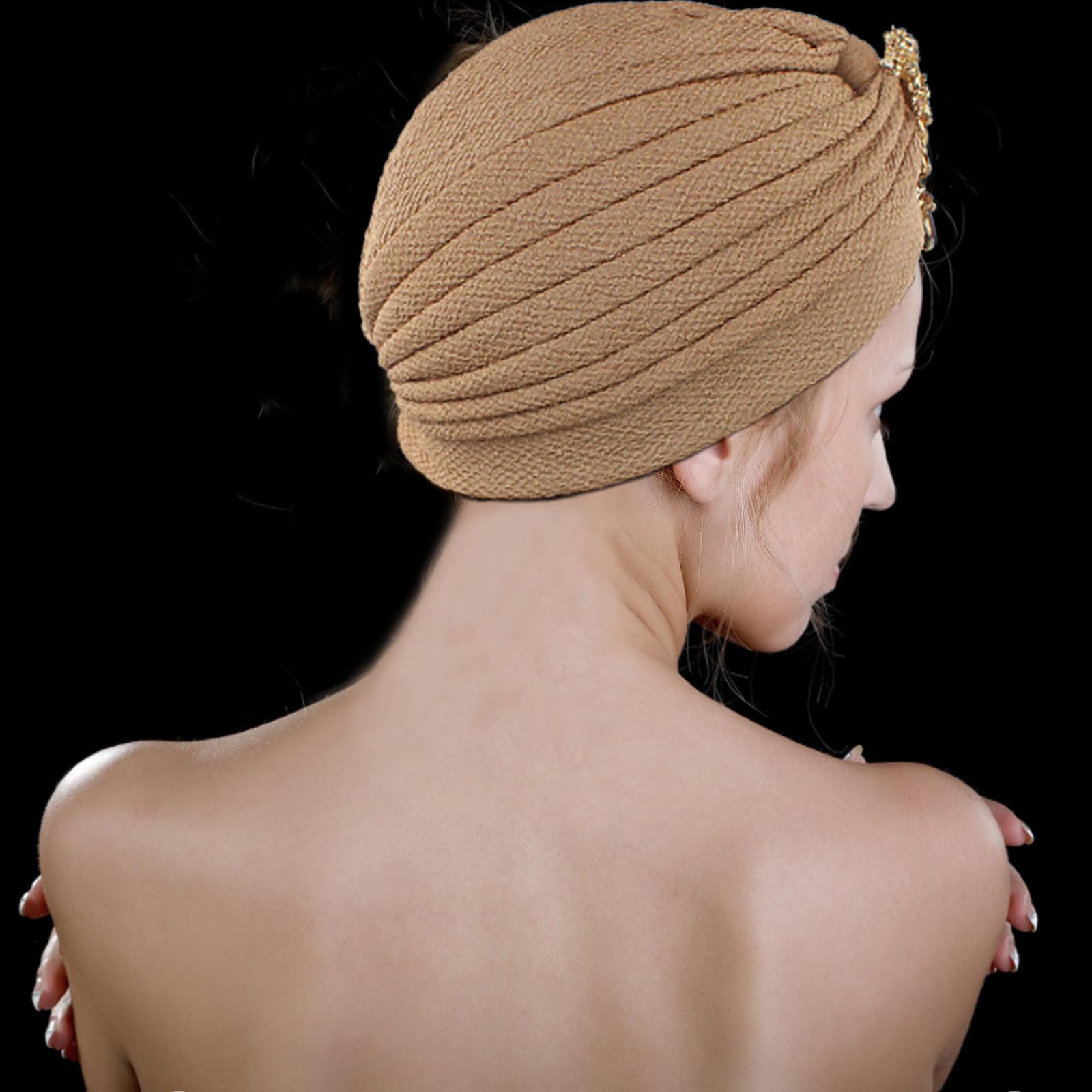 EULAPGOE Chapeau Turban Vintage Pour Femme Avec Strass - Bonnet Costume Gatsby Années 1920 Style 1