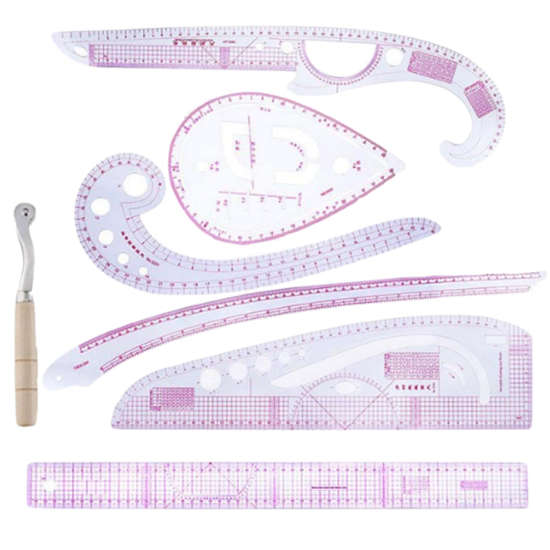 Règle de courbe française 4 pièces/ensemble, échelle précise, règle de couture pliable transparente, modèle dessin métrique pour la conception vêtements bricolage ART_SUPPLIES.