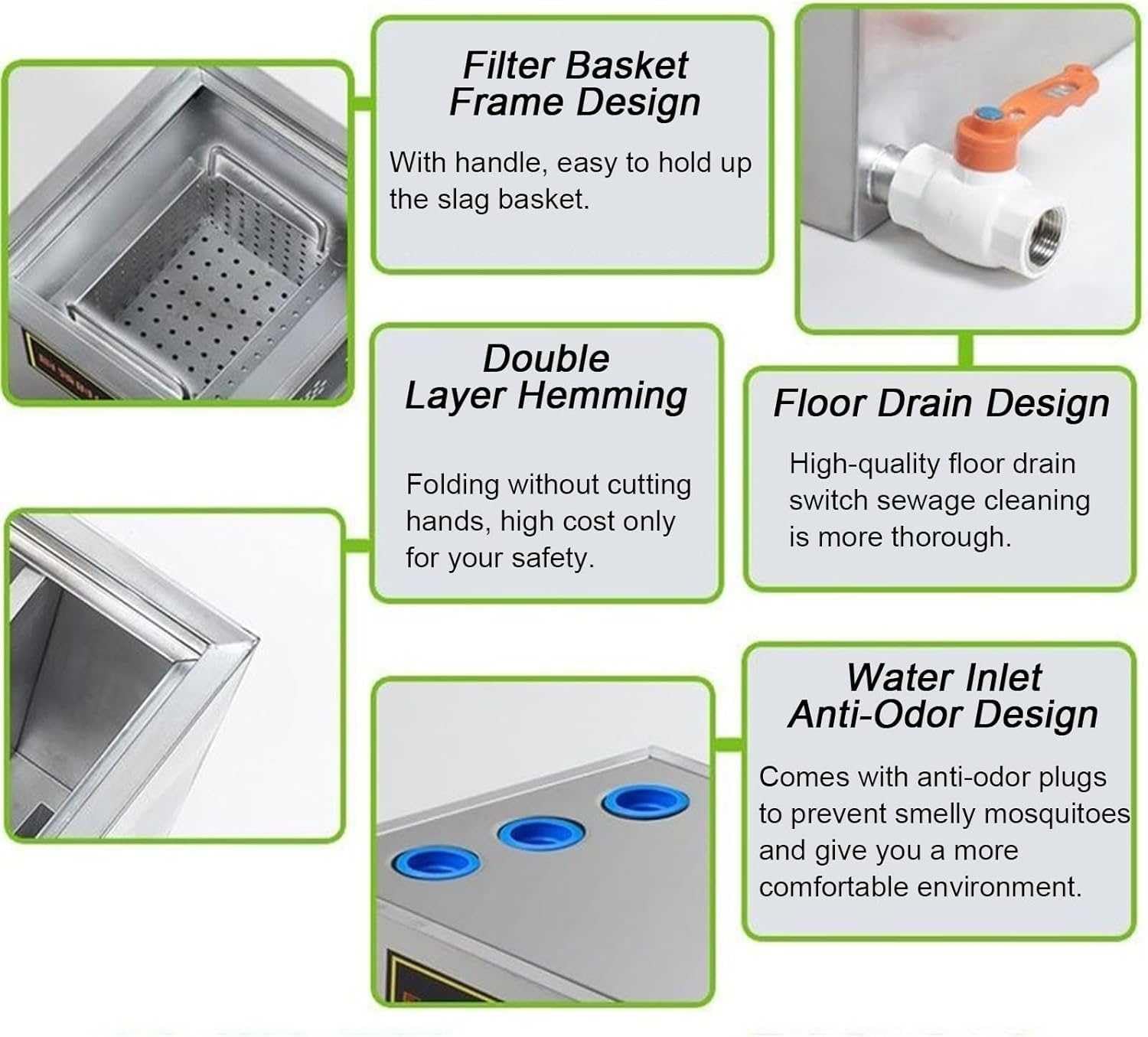 Intercepteur de bac à graisse commercial en acier inoxydable, séparateur de filtre à huile et d'eau avec entrée supérieure sous l'évier, filtre à huile pour eaux usées pour restaurant, café, cuisine