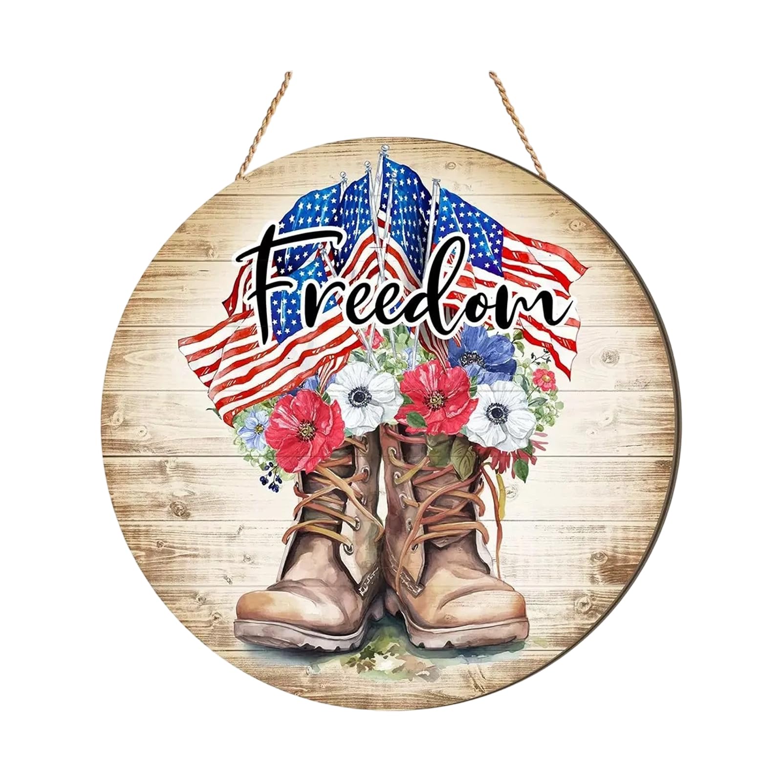 Qusinfc 4Th of July Door Sign Memorial Day Decoration Patriotics Door Wreath Red White Blue Doors Hanger Independence Day Decors Memorial Front Decors