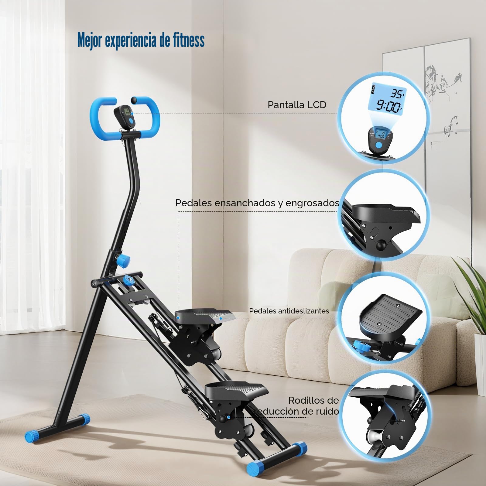 Stepper 2025 para ejercicios de gimnasio en casa, máquina de escalada vertical con resistencia ajustable de 3 niveles, entrenamiento cruzado con pantalla LCD, pedal portátil plegable, manillar