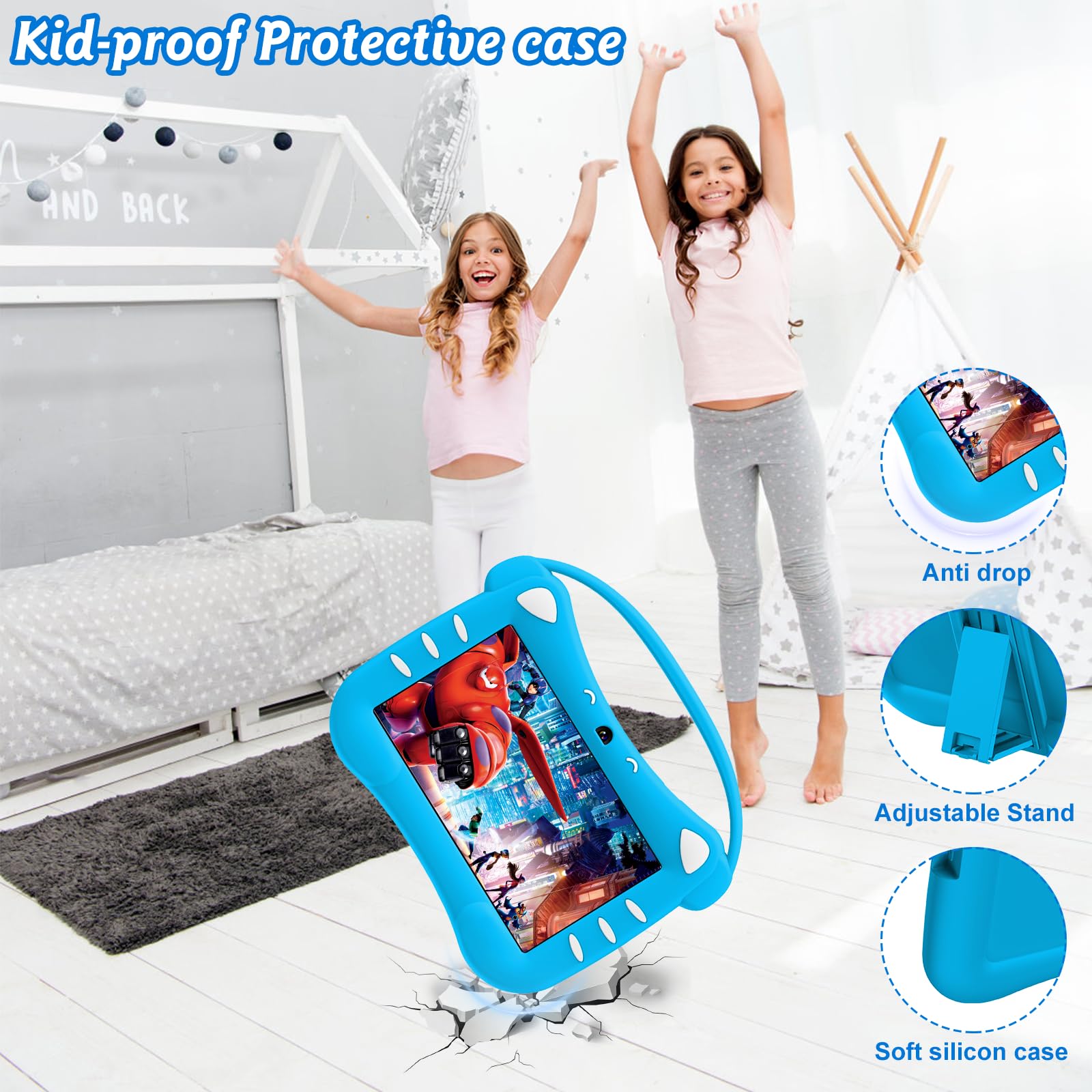 VESWWE Tablette Enfants 7 Pouces Tactile Enfant Avec WiFi Quad Core 2go Ram 32go Rom Android Bebe Controle Parental Kid Proof Etui Bleu 1067231048