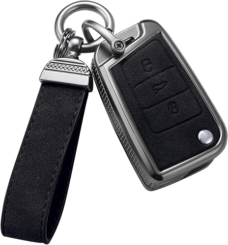 Miniatura 10 de YO&YOYE Compatible con funda para llavero VW Volkswagen con llavero protector de llave de cuero