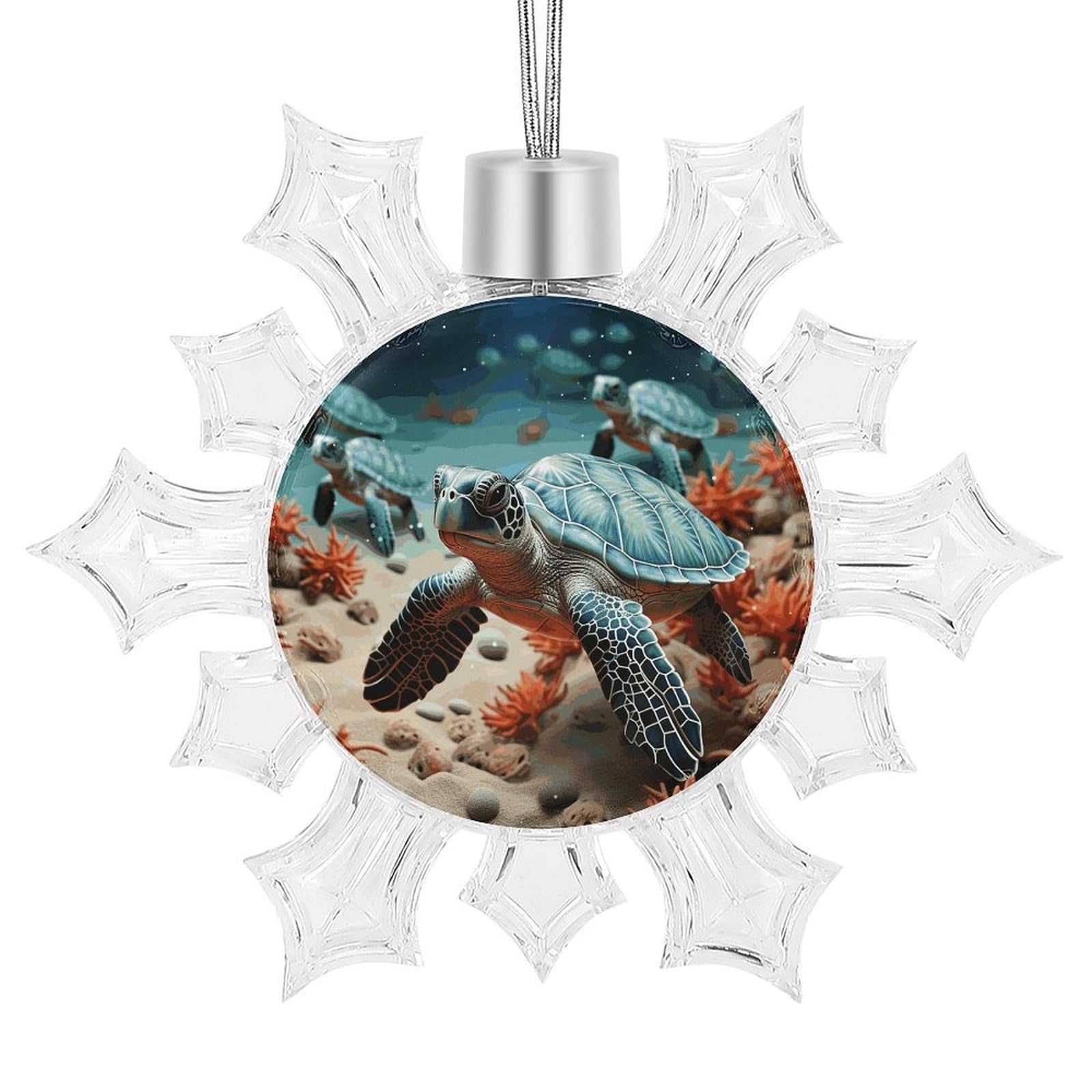 Turtle Starfish Snowflake Decorations, Winter Snowflake Ornaments Christmas Party Decorations Christmas Tree Decorations for Xmas Tree Winter New Year Party Supplies