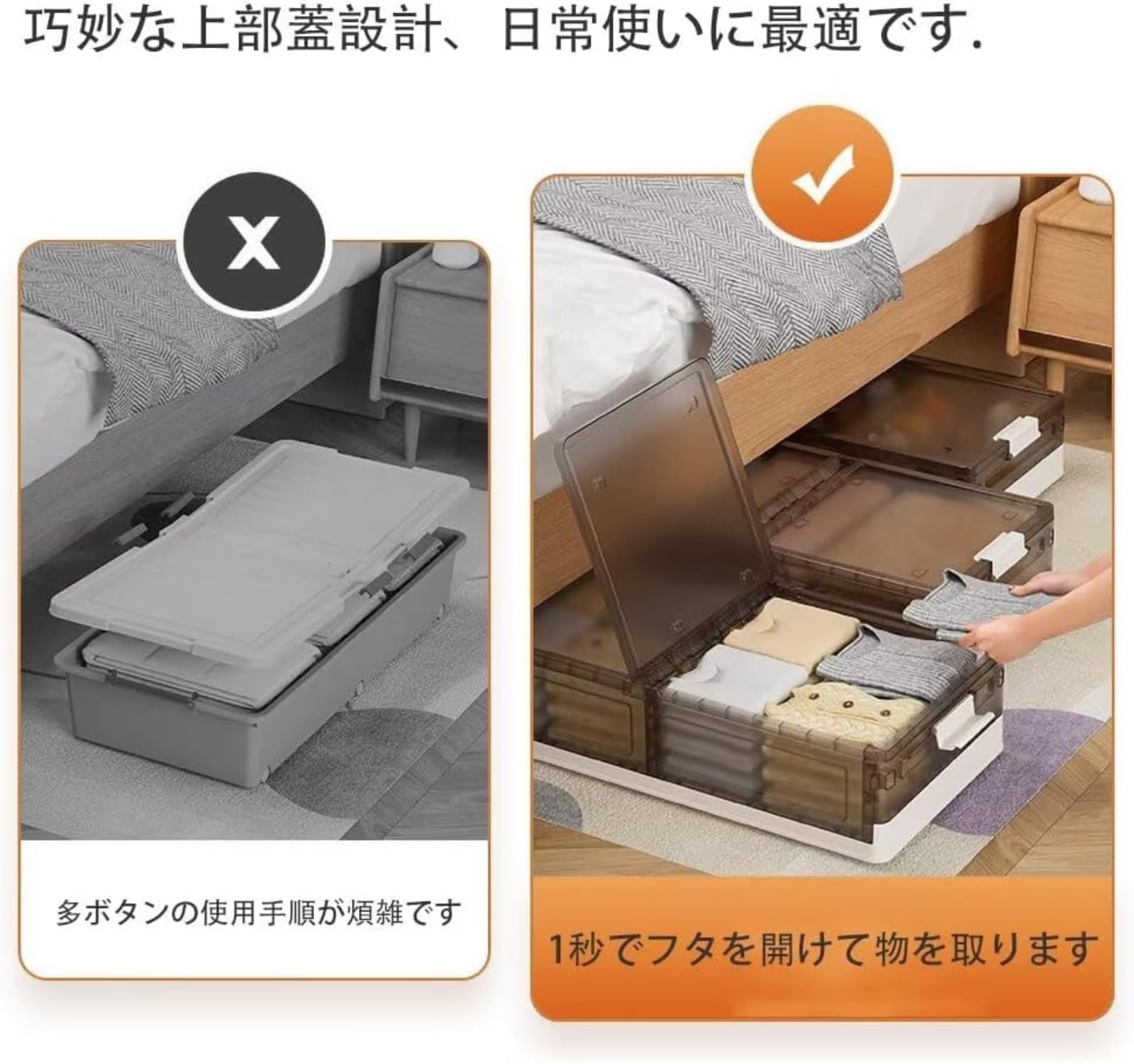 Amazon｜ベッド下収納ボックス 収納ボックス ふた付き 引き出し収納
