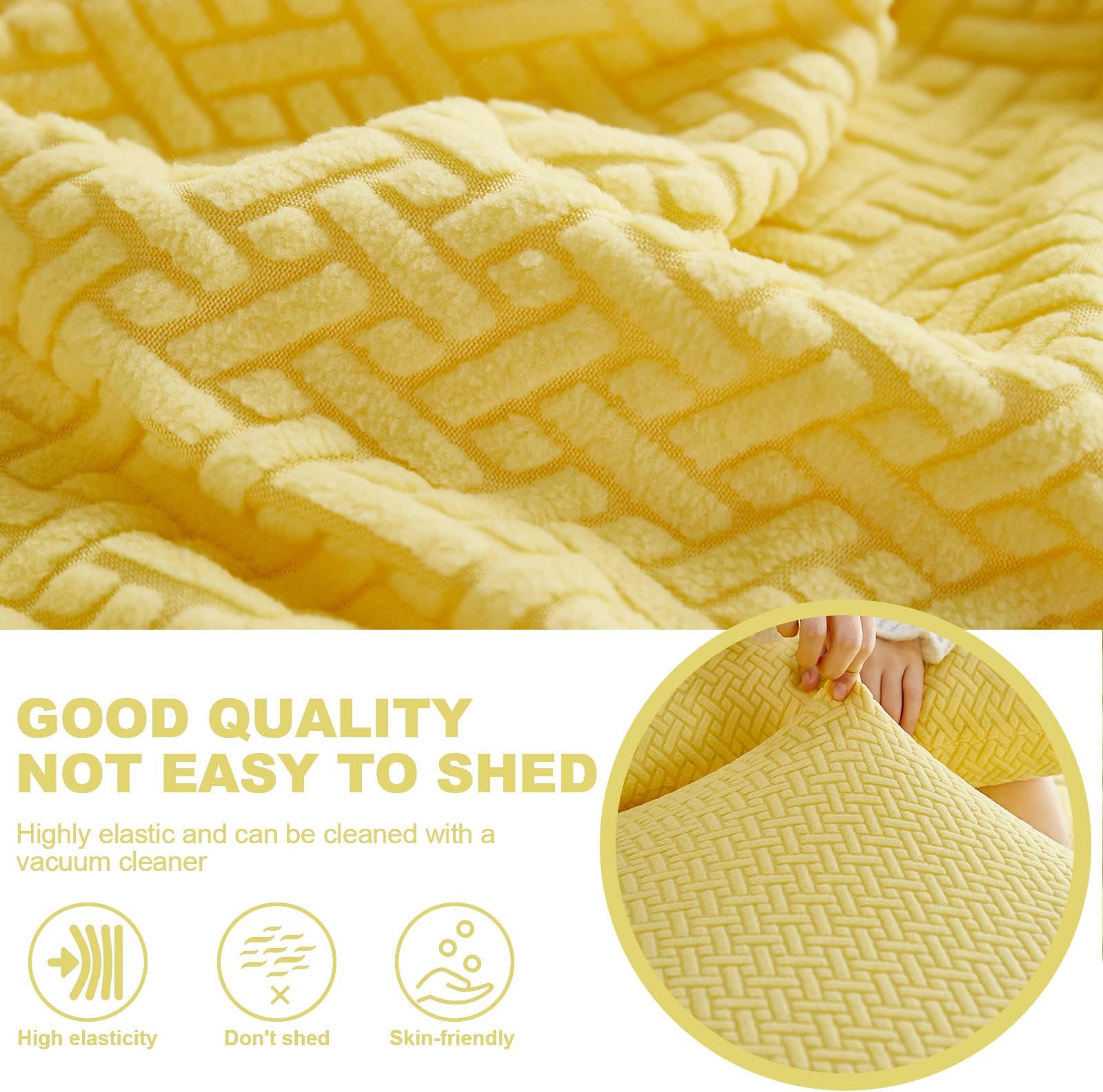 2024 Wear-Resistant Universal Sofa Cover, Stretch Couch Cushion Slipcovers Replacement, Anti-Slip L Shape Separate Sofa Back Covers, Sofa Slipcover Backrests Protector (Weave Yellow,L Back Cover)