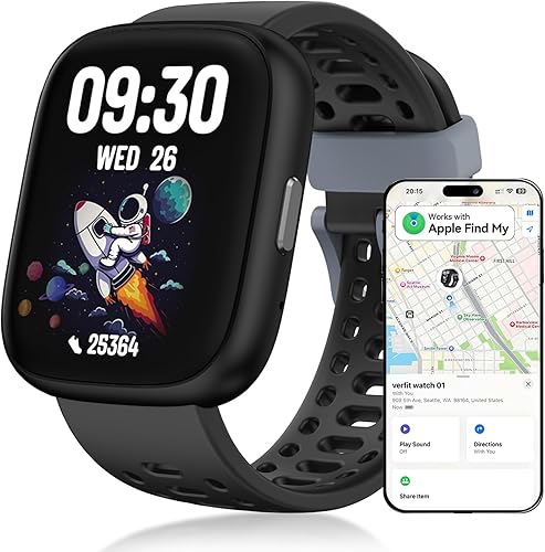 EURANS Reloj de seguimiento de actividad compatible con Apple Find My, no requiere aplicaciónteléfono, podómetro para niños, monitor de frecuencia