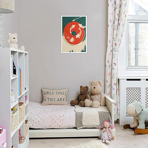 Miniatura 5 de Bizabud Póster de vinilo retro Koi, lienzo de música japonesa, arte de pared, moderno, asiático, minimalista, pez, natación, impresiones artísticas,