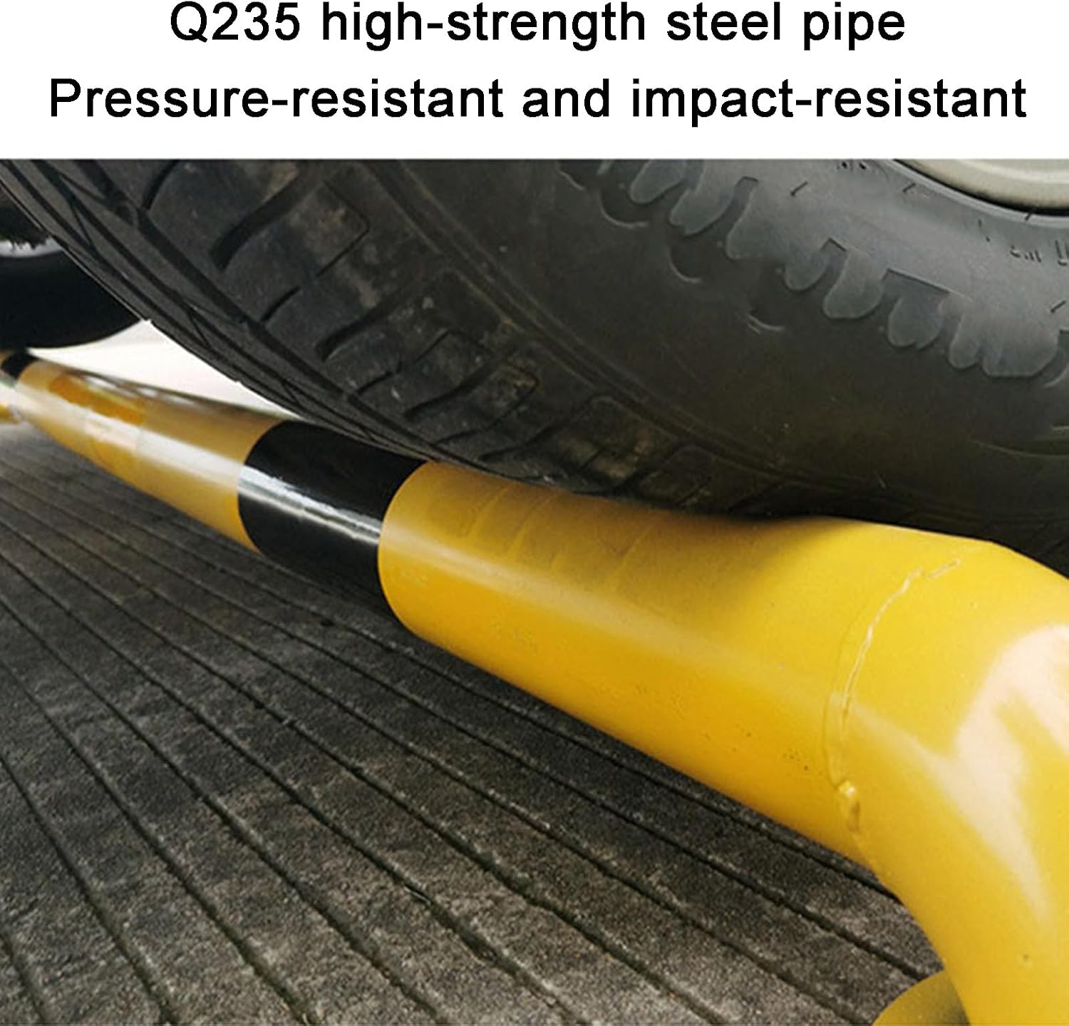 Safety Bollard Steel Pipe Parking Stopper Floor Stopper U Type Steel Bollards with Reflective Tape for Garage Warehouse(2000 * 200mm/79 * 8in)