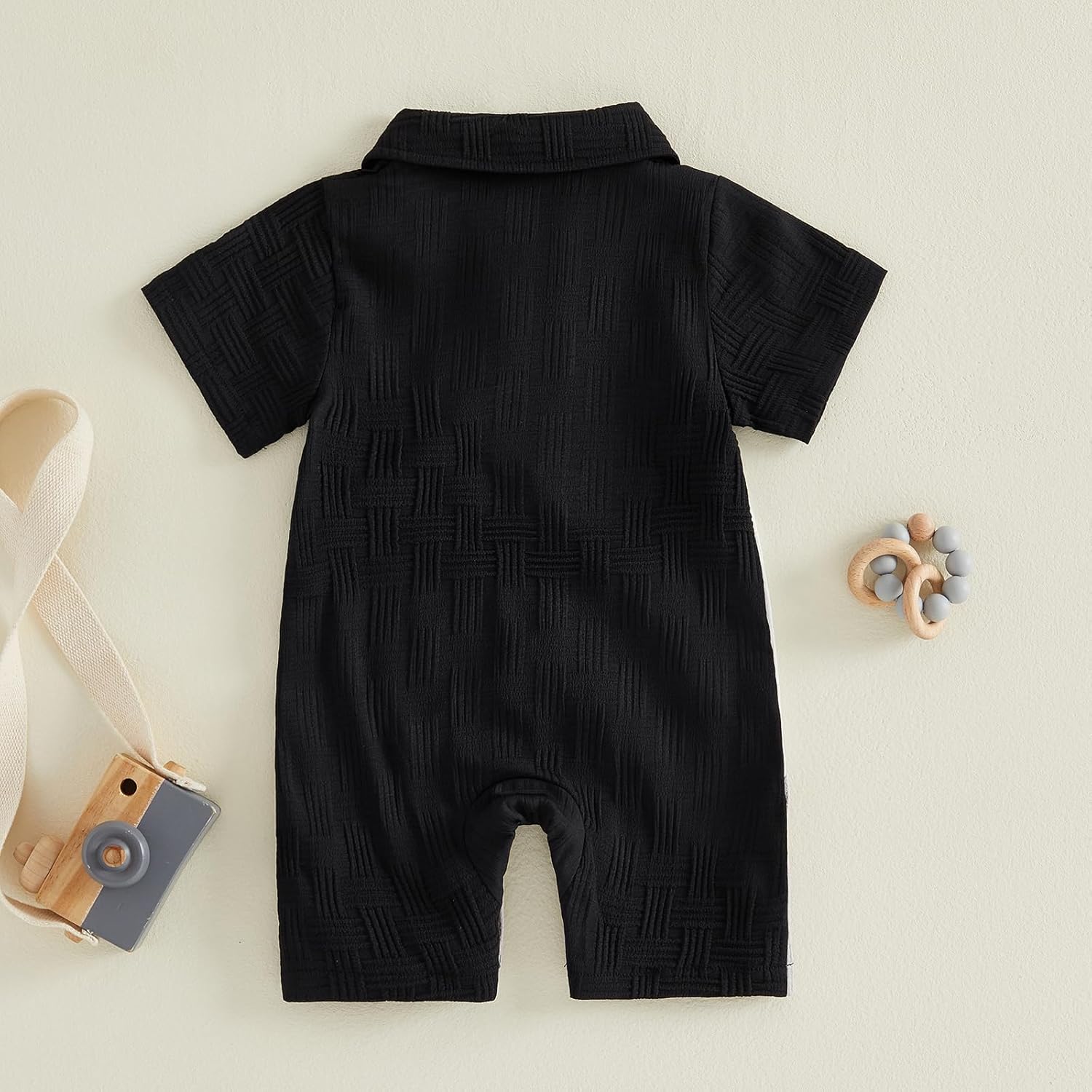 Sasaerucure Newborn Baby Boy Casual Clothes Color Block Lapel Button Up Short Sleeve Romper Jumpsuit One Piece Outfit - Image 7