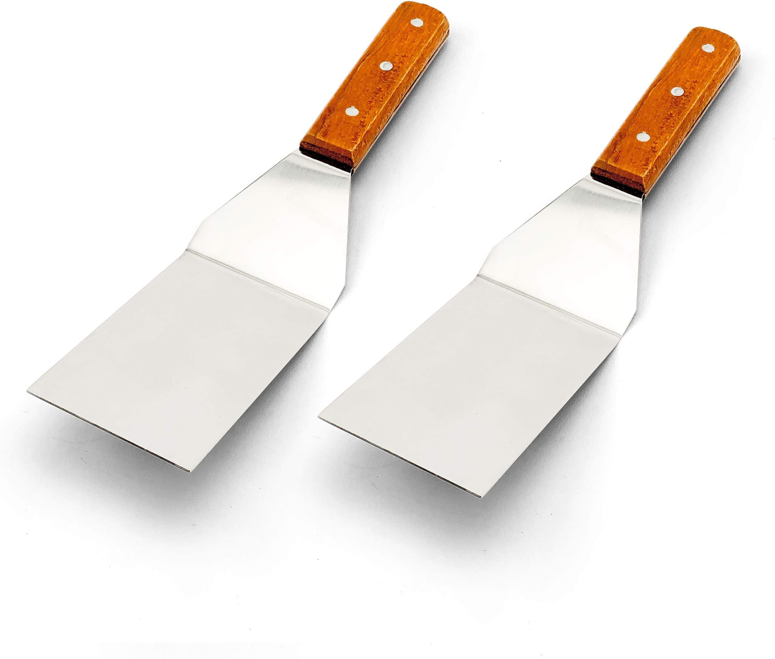 Ifavor Stainless Steel Spatula for BBQ Grill - 7/12-Inch Square End Spatulas with Wooden Handle (2)