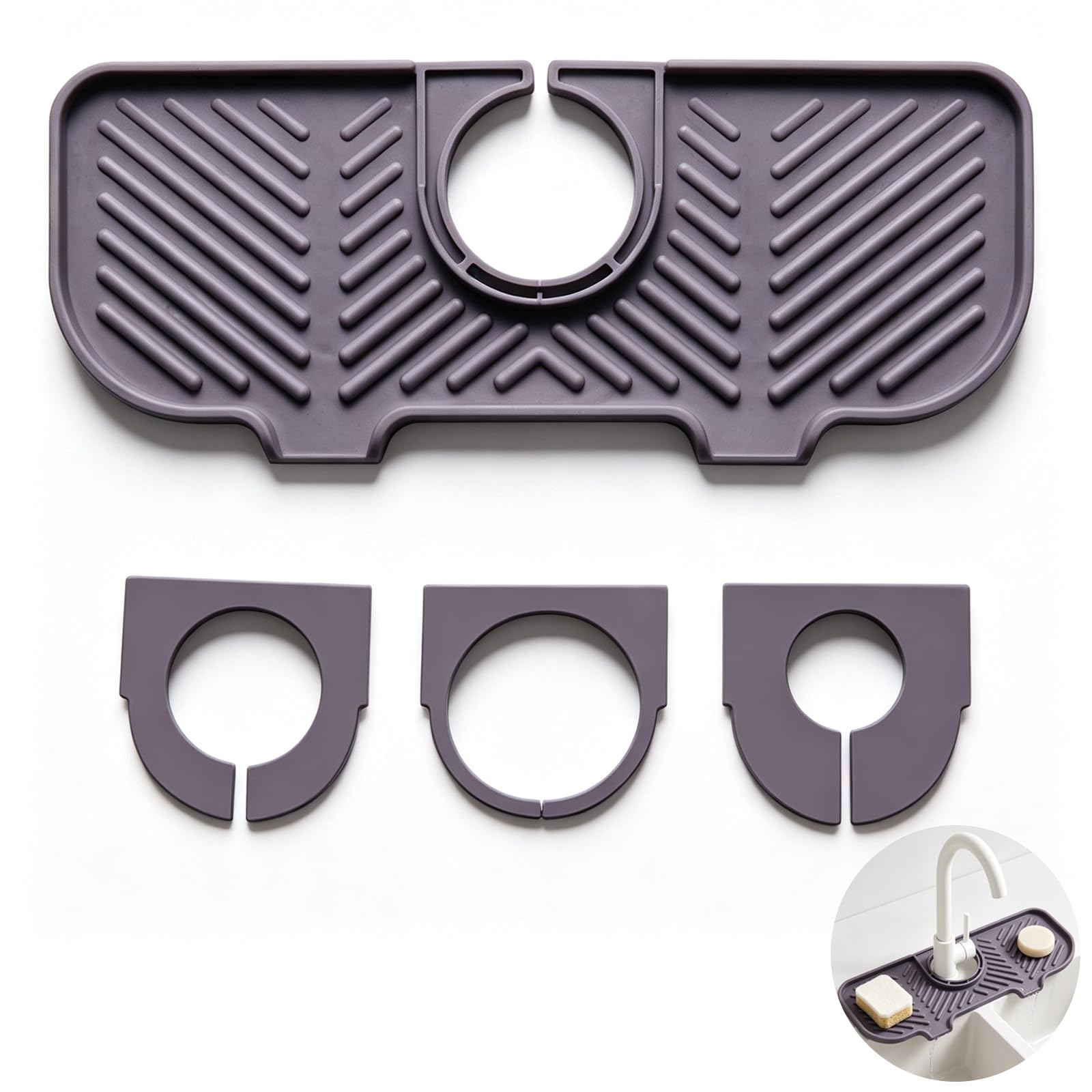 4 PCS Kitchen Sink Mat, Stone Faucet Mat for Kitchen Sink Splash Guard