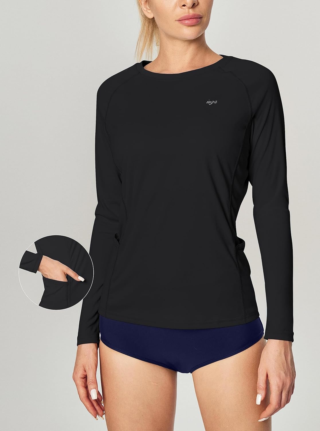 IUGA Rash Guard for Women UPF 50+ SPF UV Protection Long Sleeve Workout Tops with Pockets Dry Fit Hiking Swim Shirt - Image 5