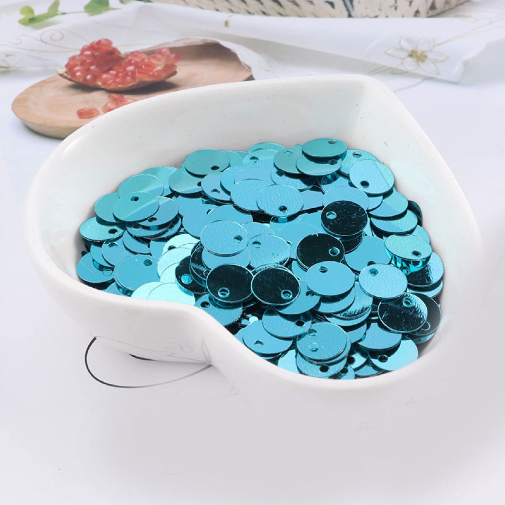 Luźne cekiny, Paillettes500g Cekiny DIY materiał do szycia Kolorowe okrągłe Paillettes Dekoracja paznokci Odzież Szycie Akcesoria do sukni ślubnej (kolor: Syk Blue, rozmiar: 0,81 cm 500 g)