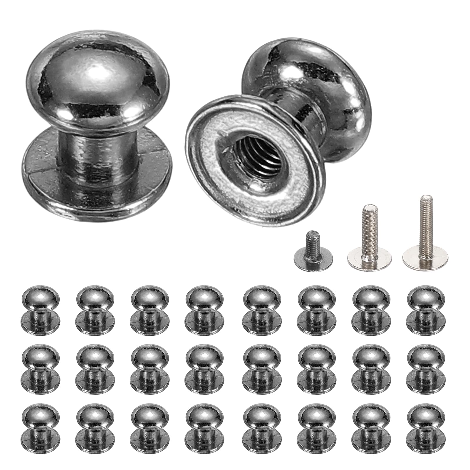 sourcing map 26Pcs Mini Drawer Pulls, 8x8mm Vintage Small Knobs for Jewelry Box, Round Metal Cabinet Knobs Handles Pulls with Screws for Dresser Closet Jewelry Box Gift Cases, Grey — image 1