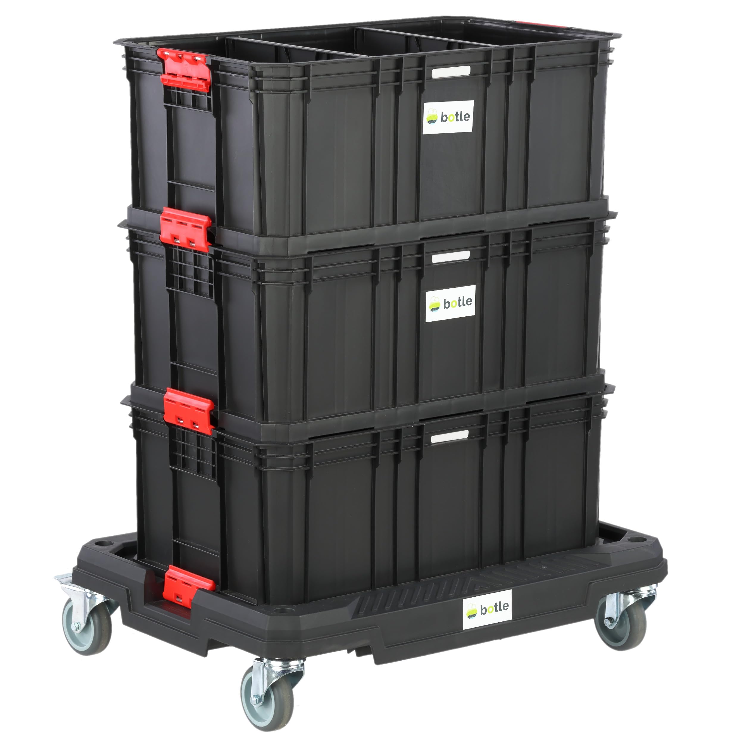 Piattaforma mobile 4 ruote con 3 grandi scatole portautensili altezza 77 cm Set modulare serie Basic
