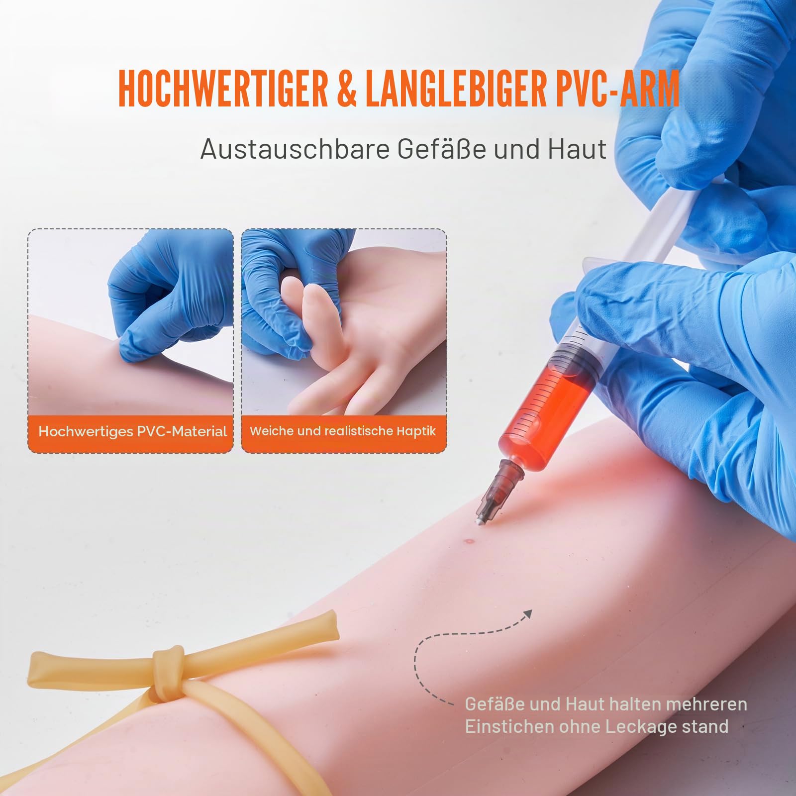 VEVOR Phlebotomie-Kit,IV Intravenous Practice Arm Vein Puncture Training Medizinisches Modell PVC Material für Medizin- und Pflegestudenten Phlebotomie-Arm-Praxis-Kit (NUR FÜR AUSBILDUNGSZWECKE)