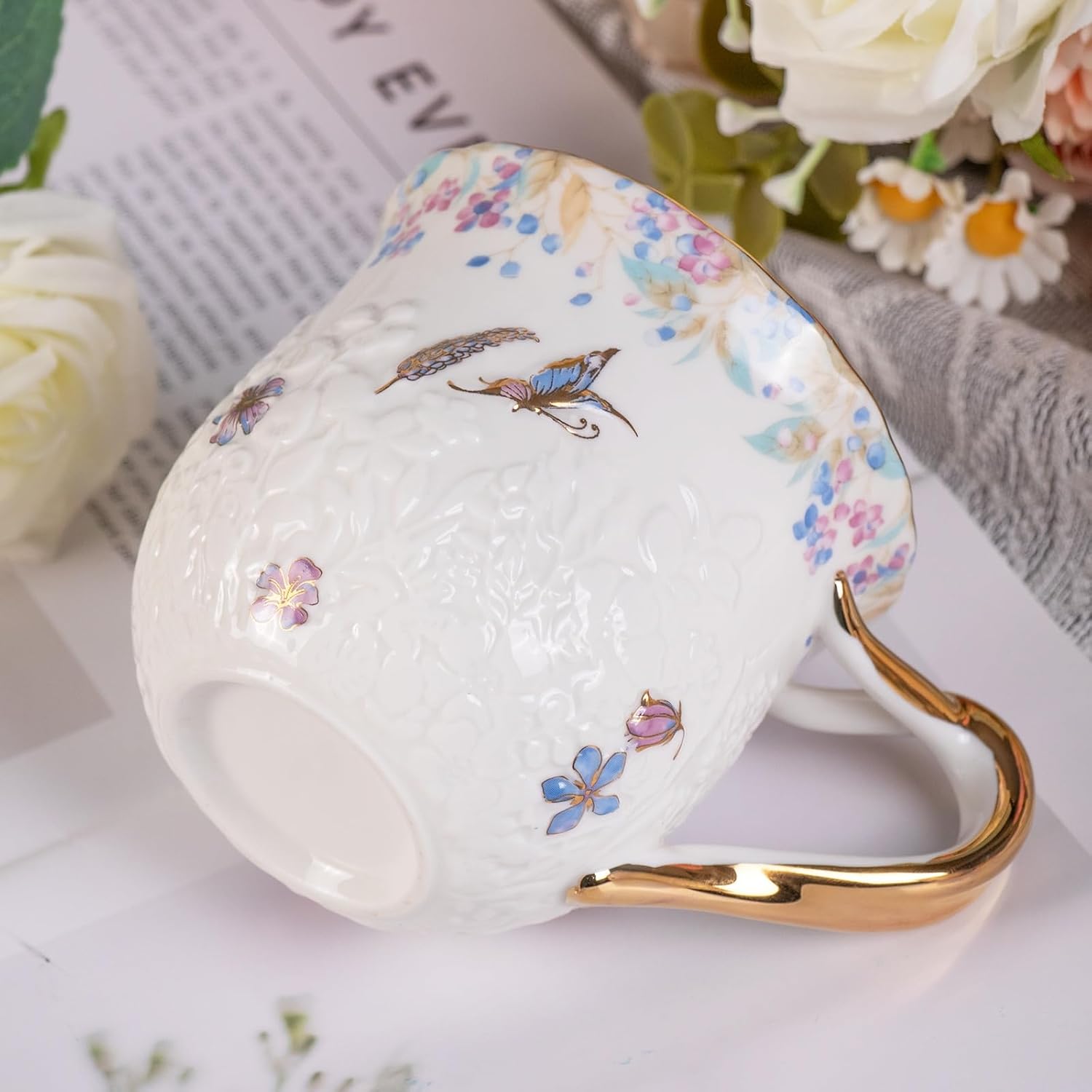 KAMMAK Coffee Mugs Set of 2 Ceramic Novelty Cups 16oz Porcelain Tea Cups Large Cappuccino Mugs with Handle Espresso Mug for Hot Cocoa, Latte, Breakfast Cereal, Americano (Colorful)