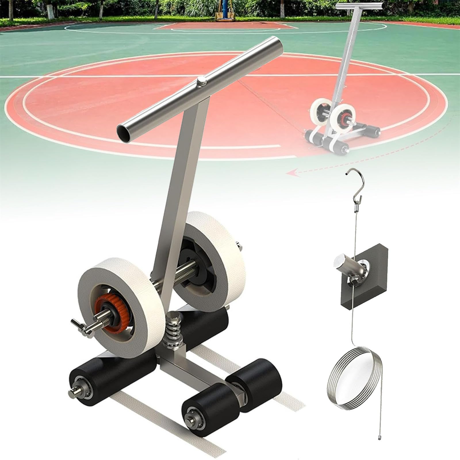GLETSF Playing Field Line Striping Machines, Basketball Court Marking Kit + Drawing Circle Kit, Widened Floor Tape Applicator for Road Warning/Warehouse/Parking Lot,