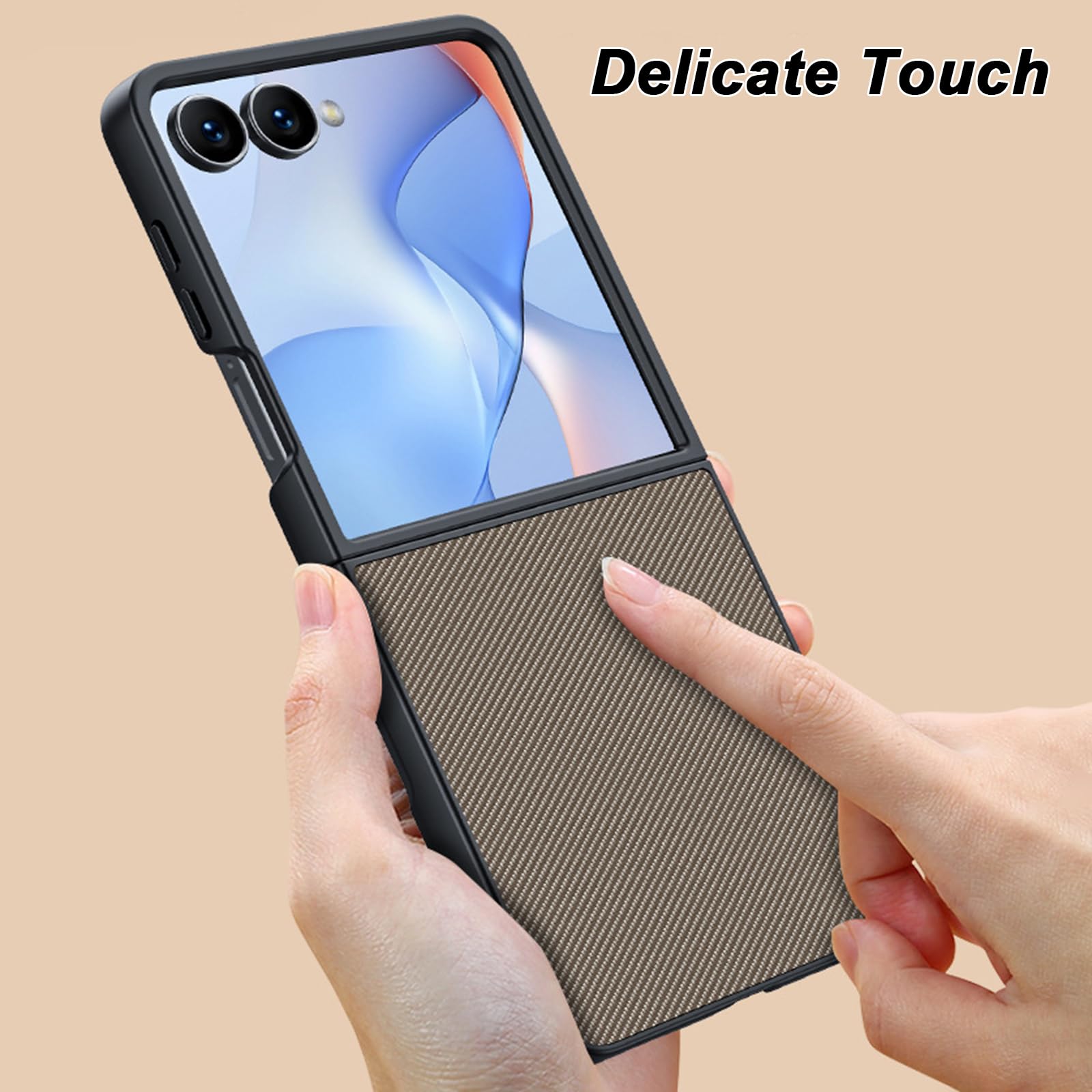 Cienkie etui do Samsung Galaxy Z Flip 8, wzór skóry z włókna węglowego
