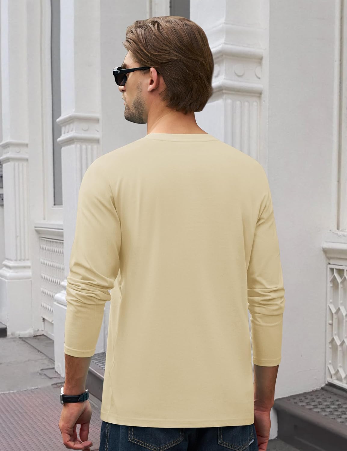 Cotrasen Men's Long Sleeve Shirts Cotton Crew Neck Pocket T Shirts Moisture Wicking Soft Comfort Casual Tee Shirts - Image 4