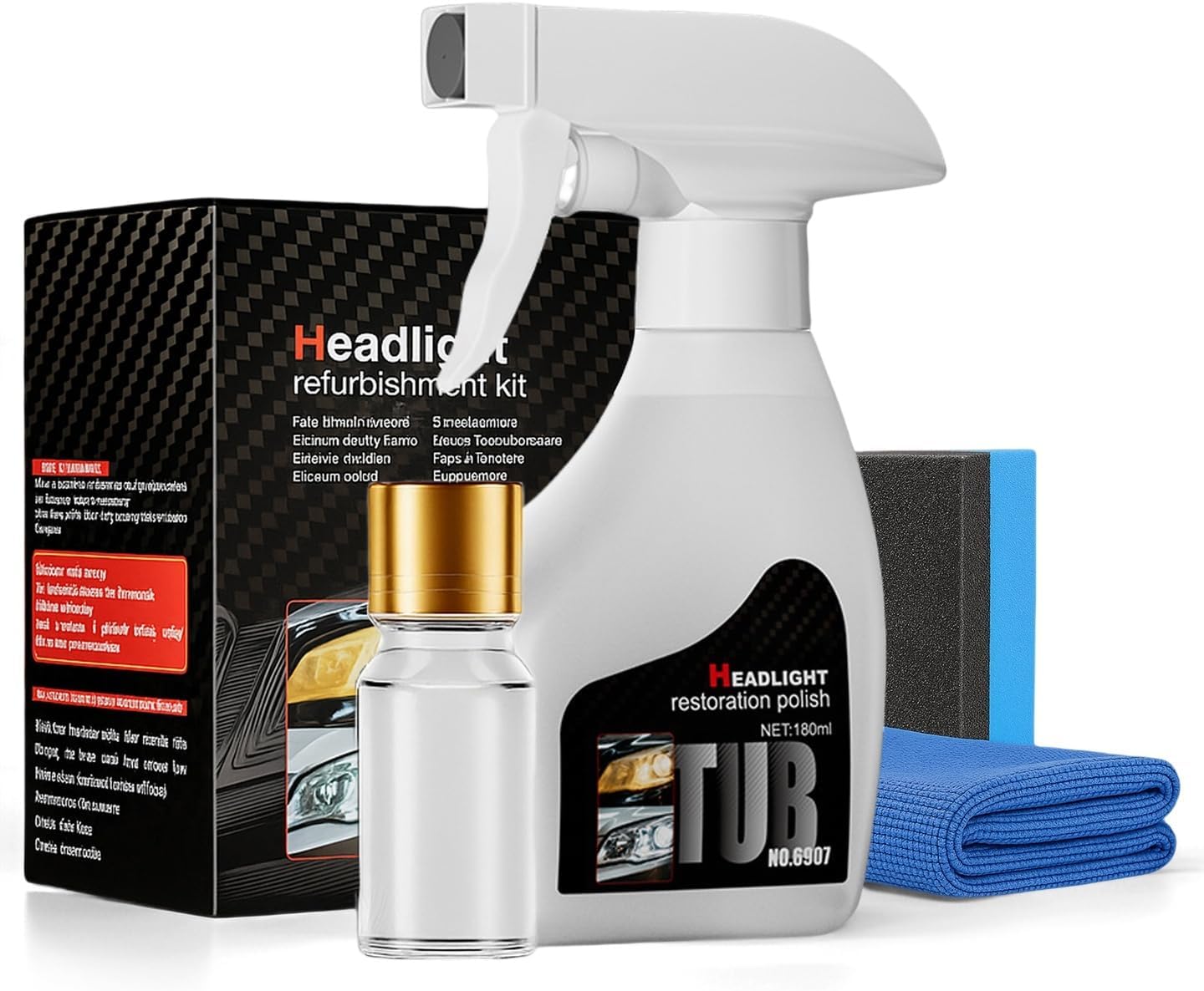 Headlight Restoration, Headlight Restoration Spray, Car Headlamp Restore Fluid Kit (1 Set)