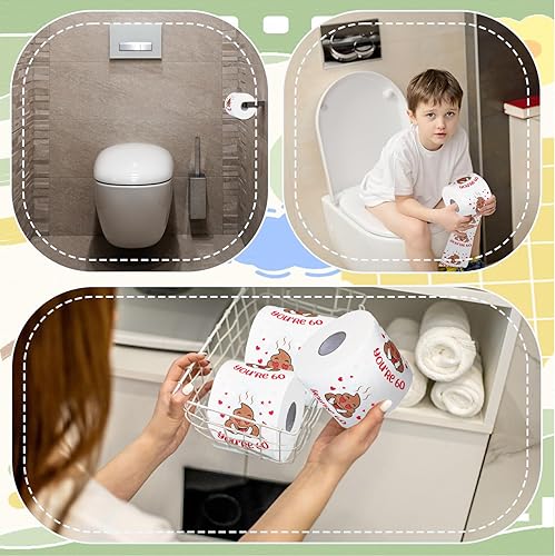 Miniatura 6 de Kosiz Regalos de cumpleaños 60 para hombres y mujeres, paquete de 3 rollos de papel higiénico divertido de 3 capas, papel higiénico de cumpleaños,