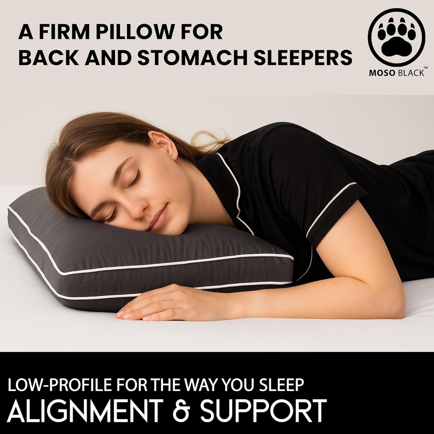 King Size Cooling Pillow - 100% Viscose Made from Bamboo Infused with Charcoal - Eco-Friendly Firm Bed Pillows for Back and Stomach Sleepers - Hypoallergenic Comfort for Spinal Alignment (Charcoal) - Image 3