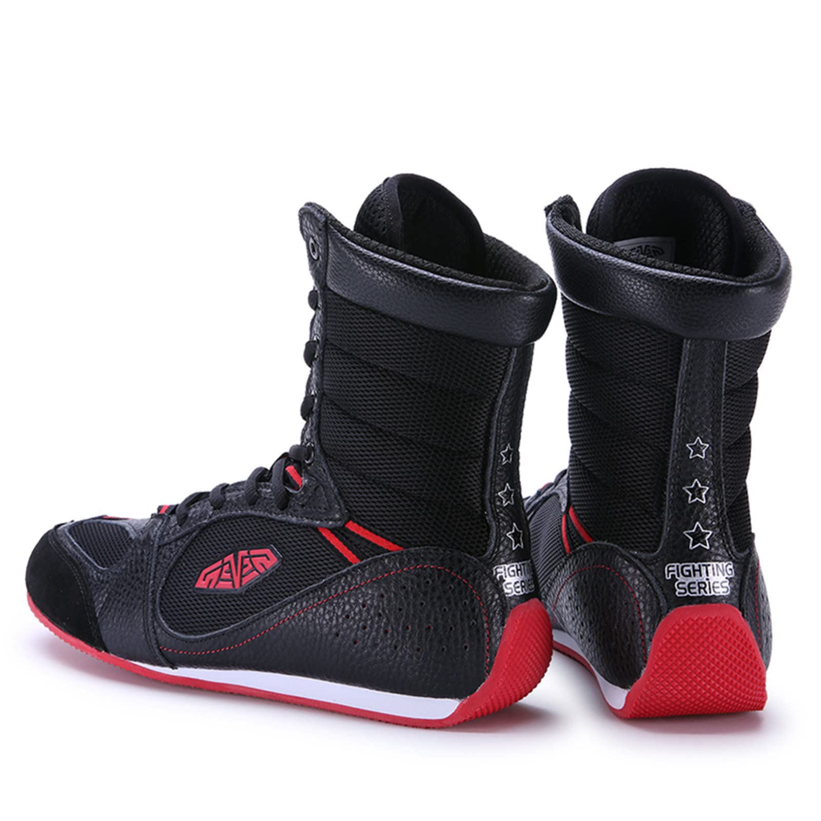 High Top męskie buty bokserskie, sparingowe bokserki, trampki, ochraniacze kostki, przysiady, lekkie kulturystyka, podnoszenie ciężarów, buty MMA, czarne, 37